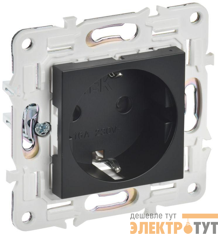 Розетка SKANDY 16А с заземл. защ. шторки SK-R04Bl черн. IEK SK-R14-16-K02