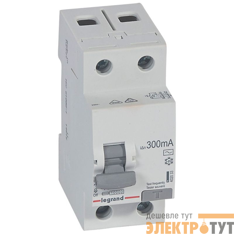 Выключатель дифференциального тока (УЗО) 2п 40А 300мА тип AC RX3 ИЭК Leg 402033