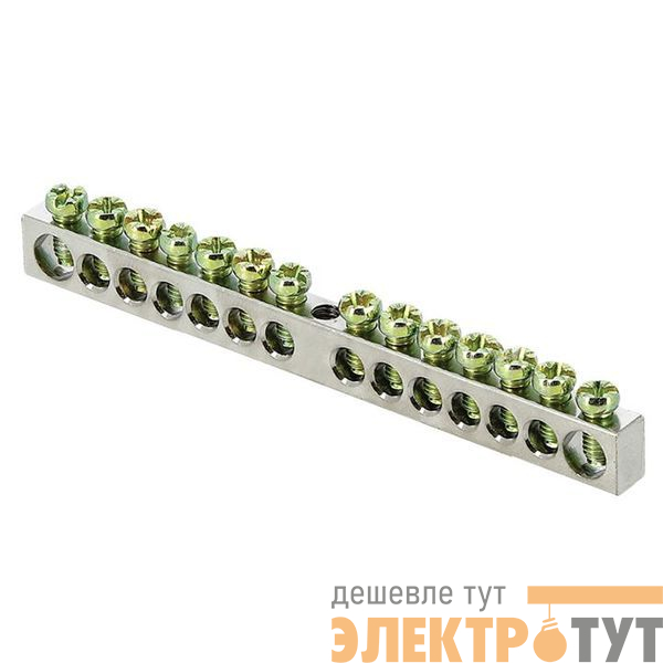 Шина PEN "ноль-земля" 6х9 14 отверст. цинк крепеж по центру PROxima EKF sn1-63-14