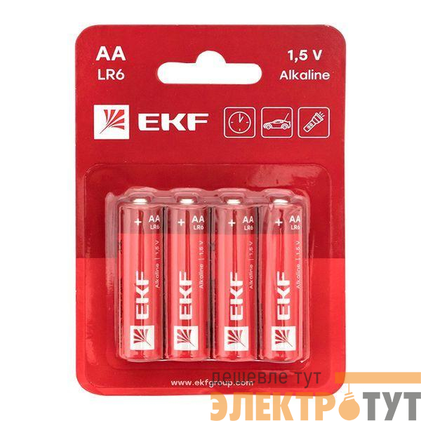 Элемент питания алкалиновый AA/LR6 (блист.4шт) EKF LR6-BL4