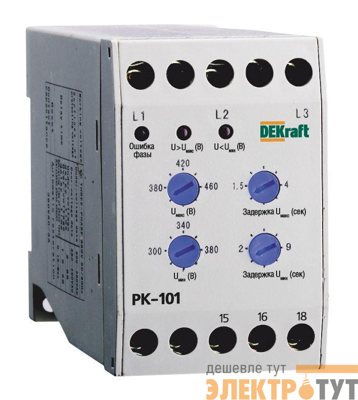 Реле контроля фаз РК-101 380В тип 01 DEKraft 23300DEK