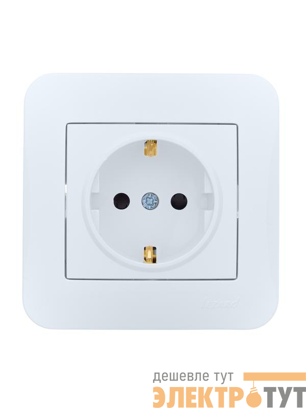 Розетка 1-м СП ASTI 16А IP20 с заземл. защ. шторки термопласт в сборе бел. LEZARD 7081-0202-124B