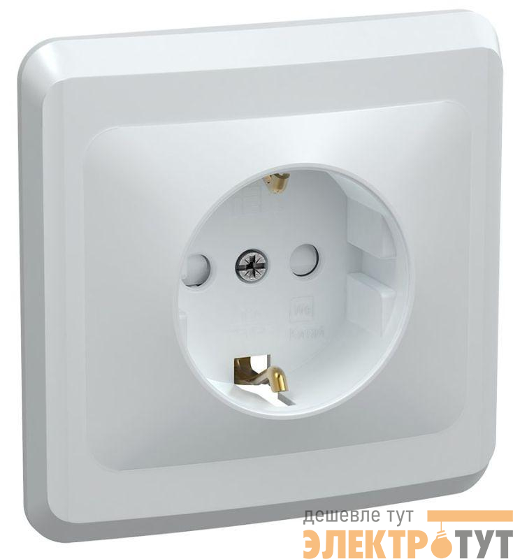 Розетка 1-м СП Вега РСш10-3-ВБ с заземл. контактом и защ. штор 16А бел. GENERICA ERV14-K01-16-DM
