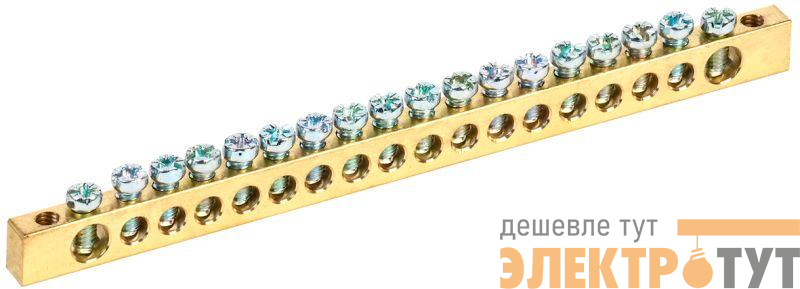 Шина PEN "земля-ноль" 6х9мм 18/2 (18групп/крепеж по краям) IEK YNN11-18-100