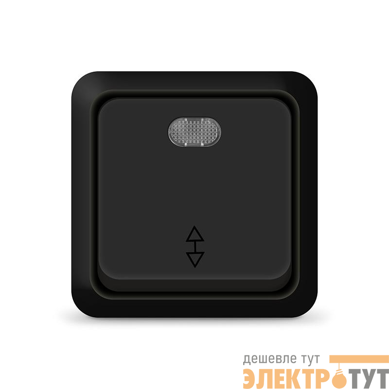 Переключатель проходной 1-кл. ОП Олимп 10А IP20 с подсветкой черн. Universal 2211