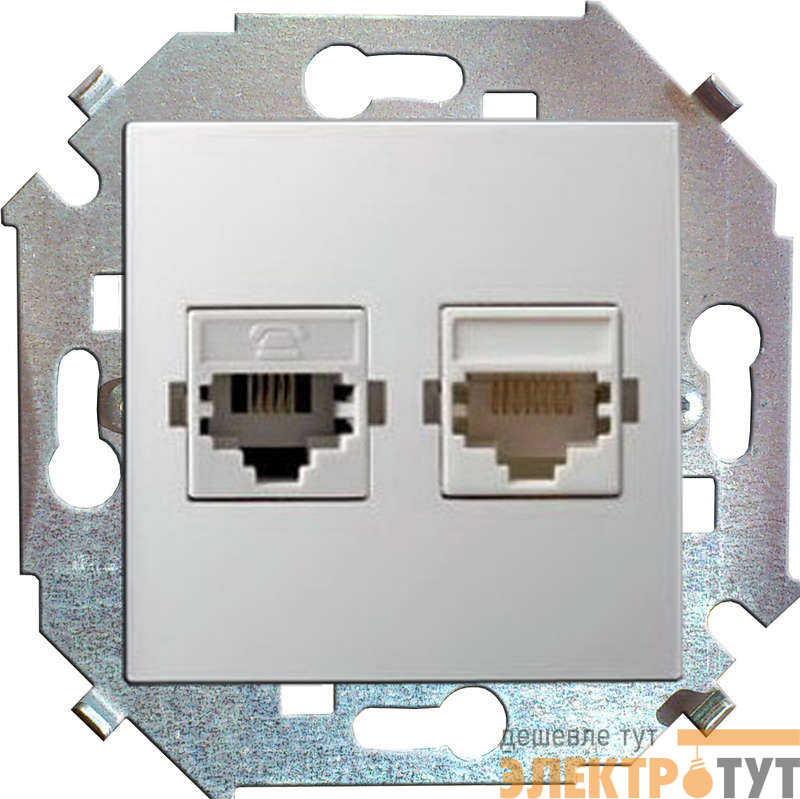Розетка компьютерная 2-м СП Simon 15 RJ45 кат.5E Systimax механизм бел. Simon 1591593-030