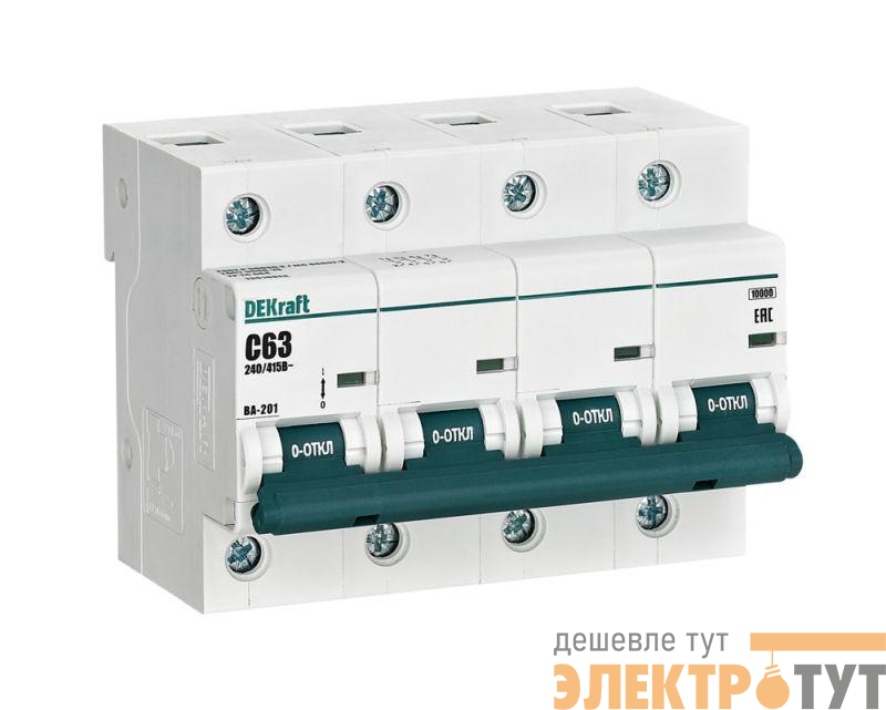 Выключатель автоматический модульный 4п C 63А 10кА ВА-201 DEKraft 13010DEK