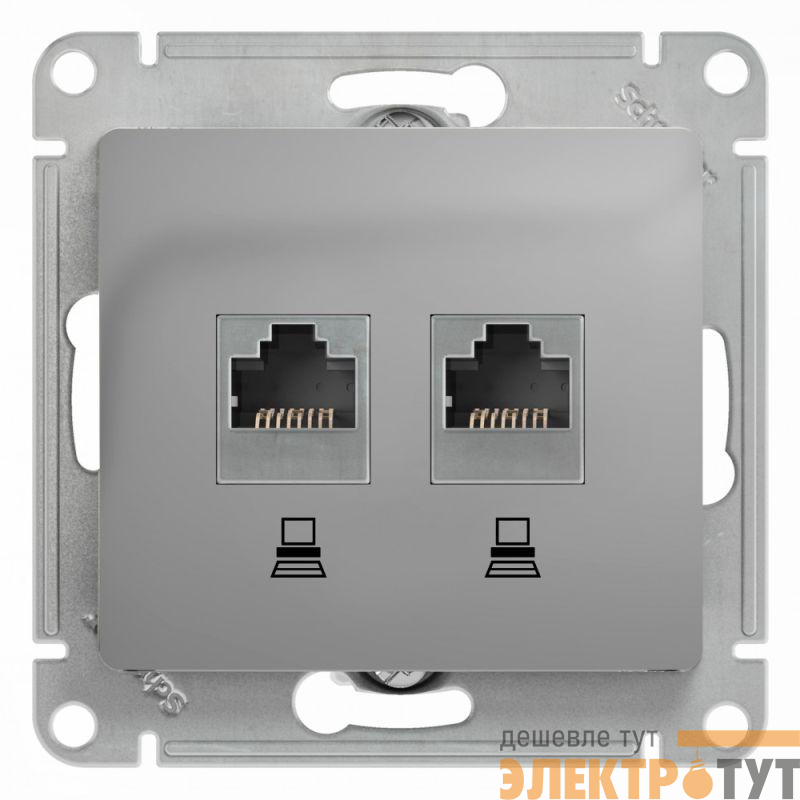 Розетка компьютерная 2-м Glossa RJ45 кат.5E механизм алюм. SE GSL000385KK