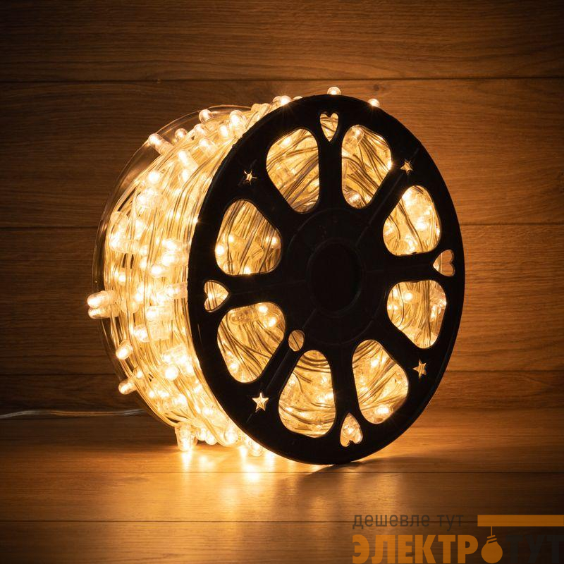Гирлянда светодиодная "LED ClipLight" шаг 15см 665LED тепл. бел. 80Вт 12В IP65 эффект мерцания flashing бел.; провод ПВХ прозр. (уп.100м) Neon-Night 325-166