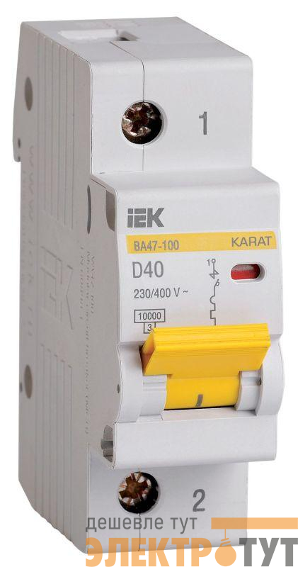 Выключатель автоматический модульный 1п D 40А 10кА ВА47-100 KARAT IEK MVA40-1-040-D
