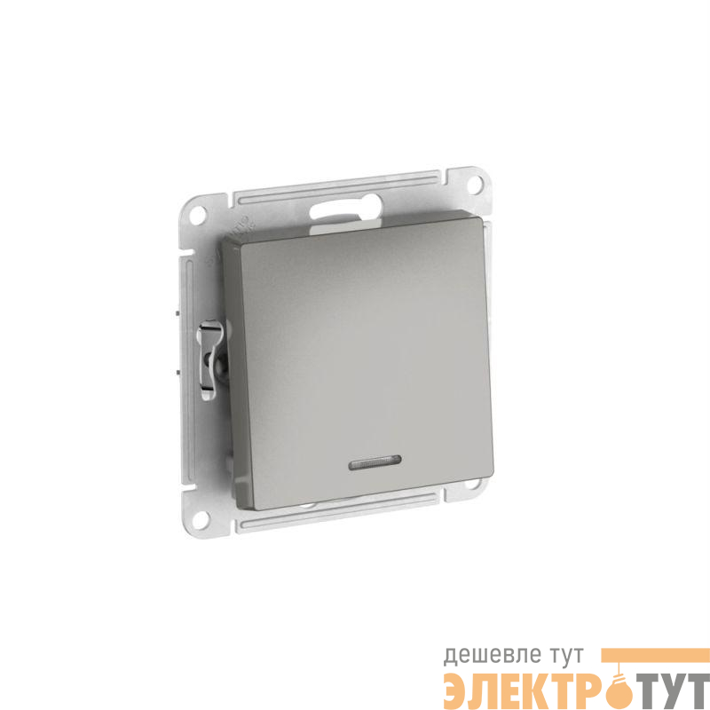 Переключатель 1-кл. AtlasDesign (сх. 6а) 10AX с подсветкой быстрозажим. клем. механизм сталь SE ATN000963S