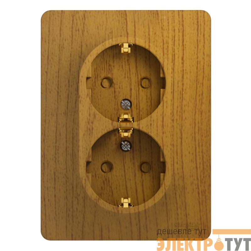 Розетка 2-м СП Glossa 16А IP20 с заземл. защ. шторки в сборе дерево дуб SE GSL000526