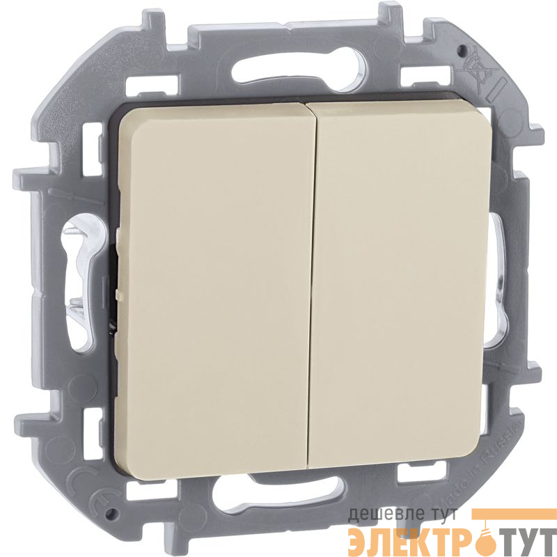 Выключатель 2-кл. 1п 1мод. СП Inspiria 10А IP20 250В 10AX механизм сл. кость IEK 673621