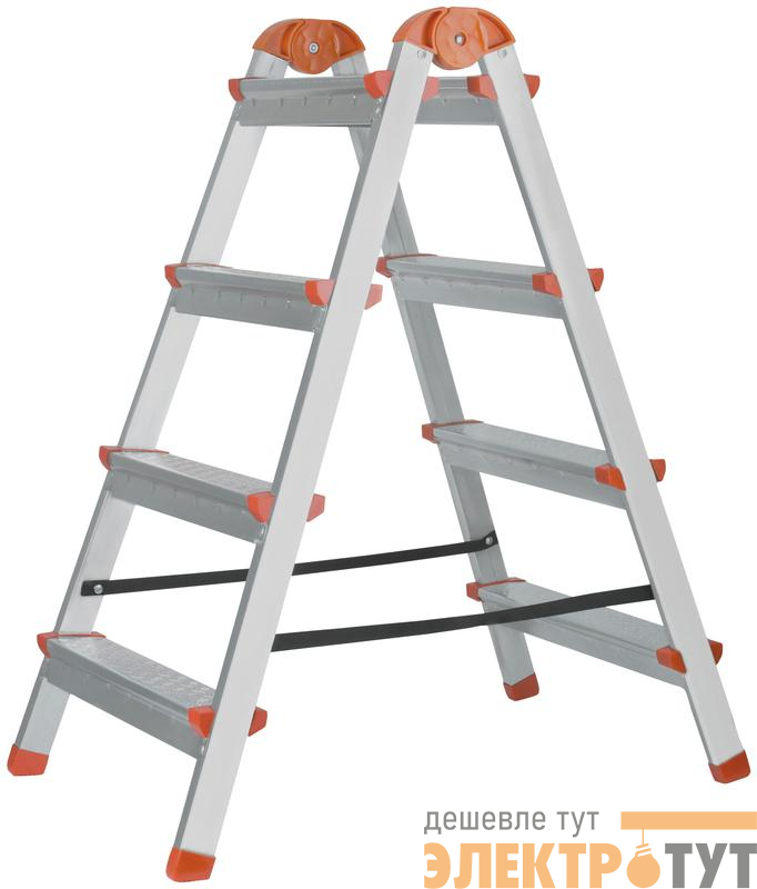 Лестница-стремянка двусторонняя 4 ступ. Н=88.5см 5.3кг стальная КУРС 65393