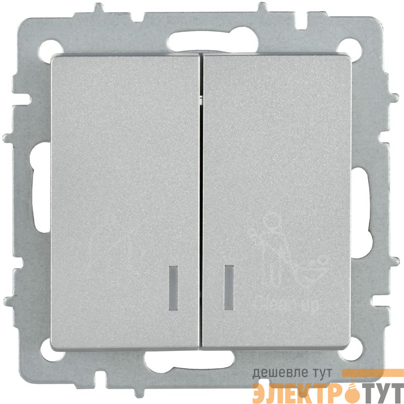 Выключатель 2-кл. BRITE 10А ВС10-2-9-БрА для отелей с индик. механизм алюм. IEK BR-V20-2-10-K47