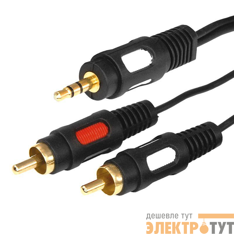 Шнур 3.5 Stereo Plug - 2RCA Plug 3М (GOLD) (уп.10шт) Rexant 17-4234