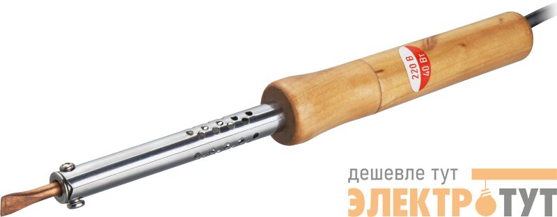 Паяльник 90 221 OSE-Pes06-40W-CP дерево; клин прямой ОНЛАЙТ 90221