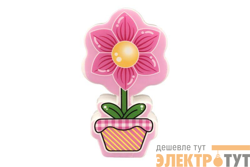 Светильник светодиодный NL-231 "Цветок" 220В ночник с выкл. розов. Camelion 13806