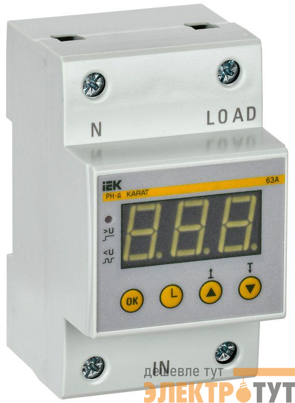 Реле напряжения РН-д 1ф 54мм 63А IEK IVR31-1-63