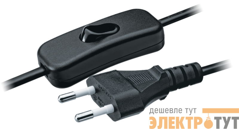 Шнур 61 720 NPS-FS-170-2х0.5-BL 1.7м с выкл. черн. Navigator 61720