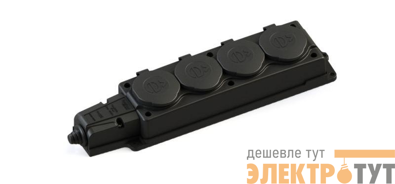Колодка удлинителя 4-м MultiSet 16А 250В IP44 с заземл. каучук черн. SE MST4104BK
