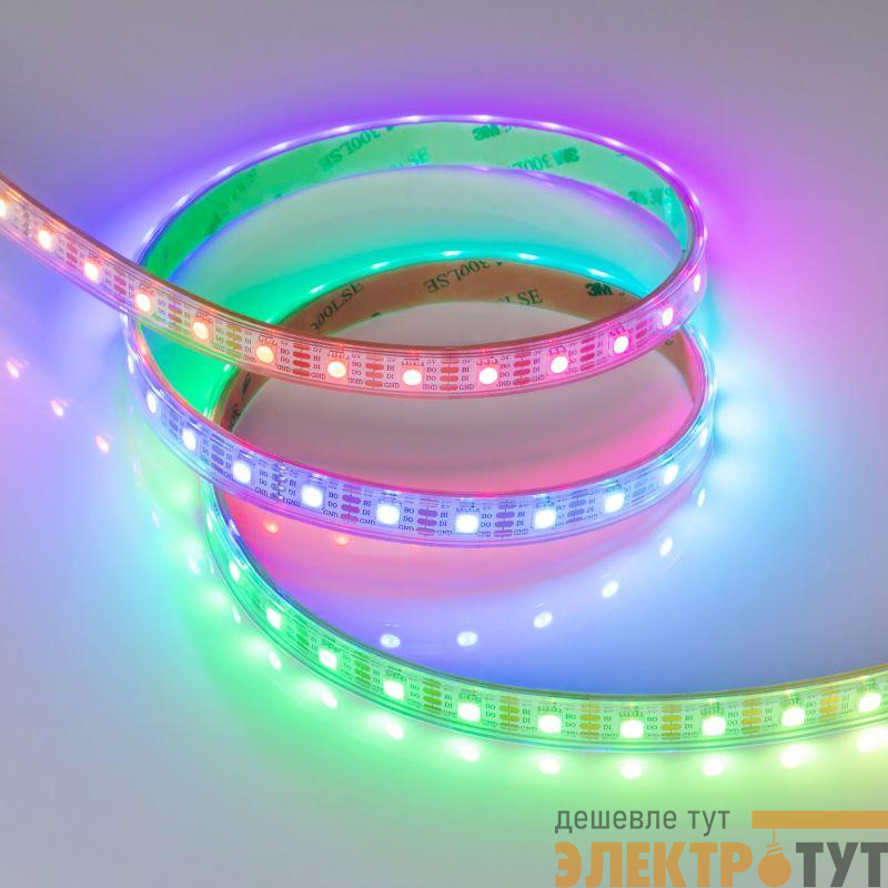 Лента светодиодная SPI-P-B60-12mm 5V RGB-PX1-BPT 12Вт/м IP66 5060 герметичная бегущий огонь (уп.5м) Arlight 041167