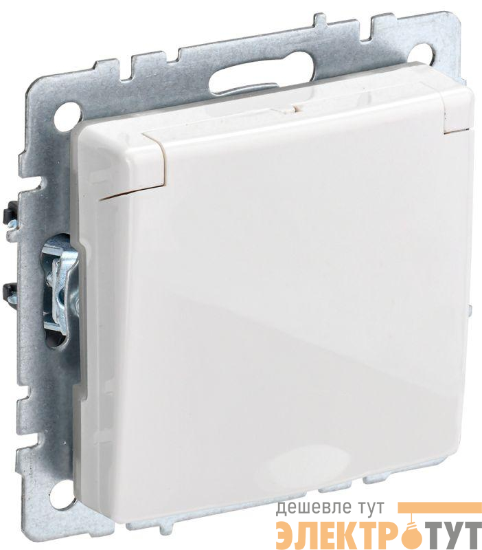 Розетка BRITE РСбш10-3-БрБ 16А IP20 с заземл. защ. шторки с крышкой механизм бел. IEK BR-R16-16-K01
