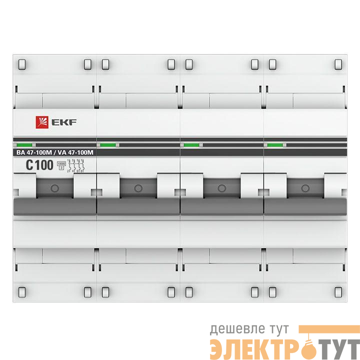 Выключатель автоматический 4п C 100А 10кА ВА 47-100M электромагн. расцеп. PROxima EKF mcb47100m-4-100C-pro
