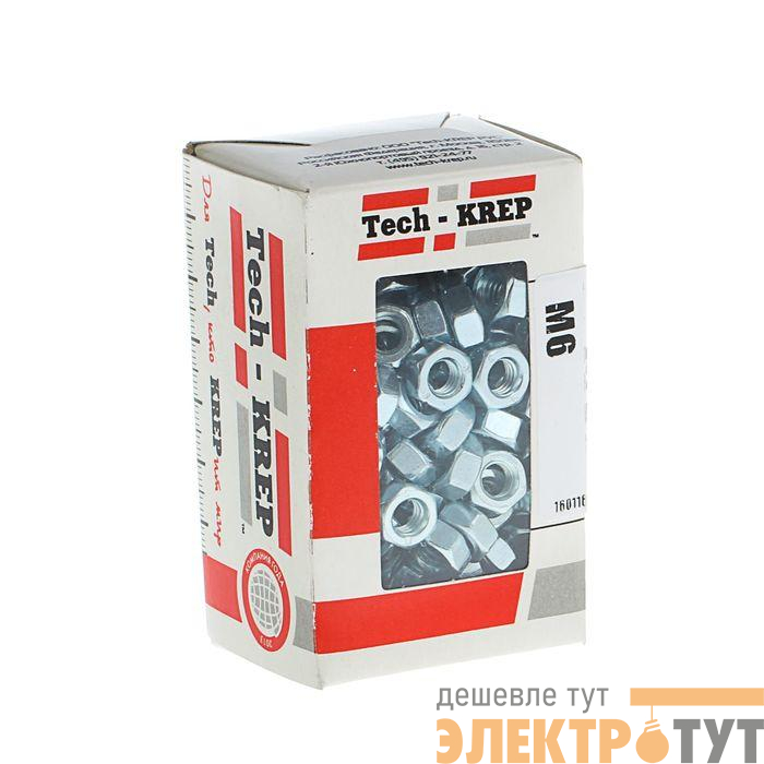 Гайка шестигранная DIN934 М6 оцинк. (уп.200шт) Tech-Krep/Zitar 105247