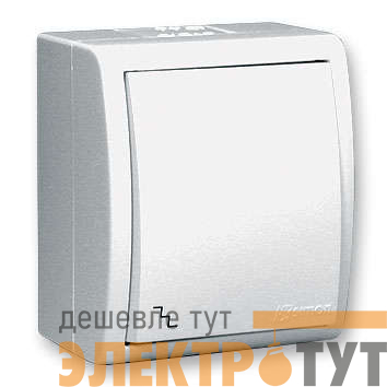 Переключатель проходной 1-кл. ОП Simon 15 Aqua 10А IP54 с подсветкой винтов. зажим бел. Simon 1594204-030