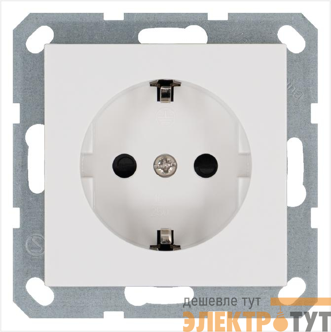 Розетка 1-м Shuko 16А IP20 с заземл. защ. шторки механизм бел. глянцевый Jasmart G5501W