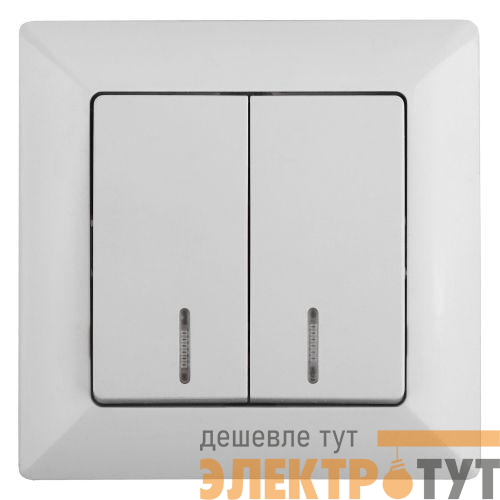 Выключатель 2-кл. СП Solo 4-105-01 10А 250В IP20 с подсветкой бел. Intro Б0053593
