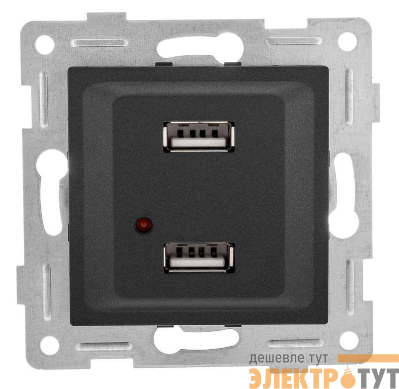 Розетка USB 2-м СП Ugra механизм графит GUSI С11USB2-010
