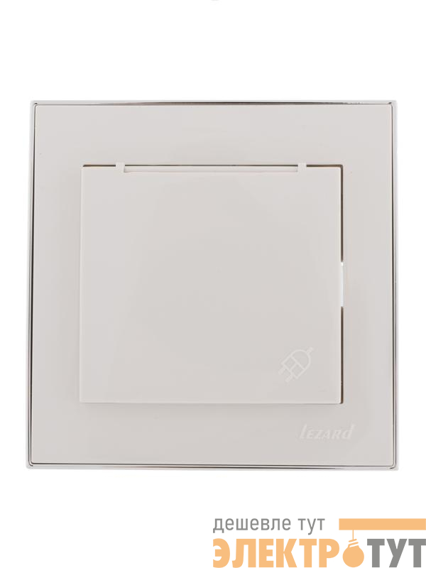 Розетка 1-м СП Rain с заземл. с защ. крышкой керамика с хром. боковой вставкой бел. LEZARD 703-0225-123