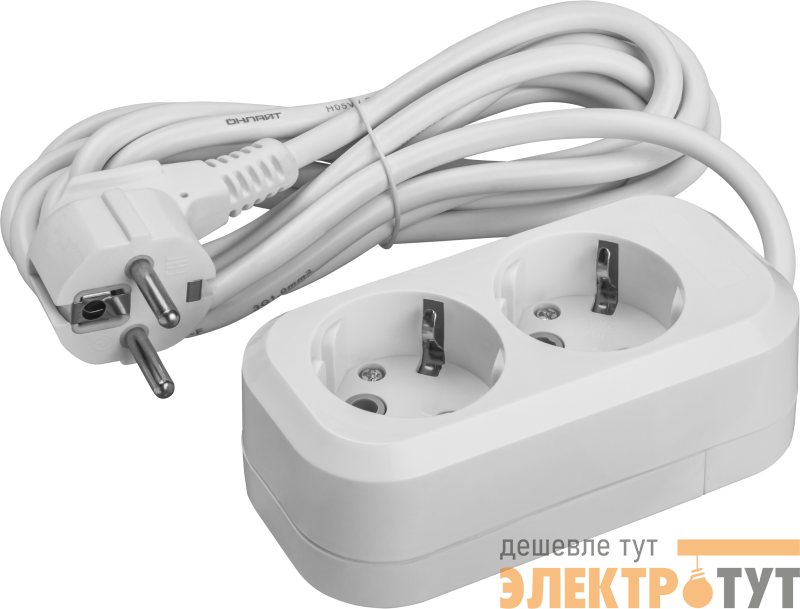 Удлинитель 2х3м с заземл. 16А IP20 90513 OPE-S-02-300-Е-3х1 ОНЛАЙТ 90513