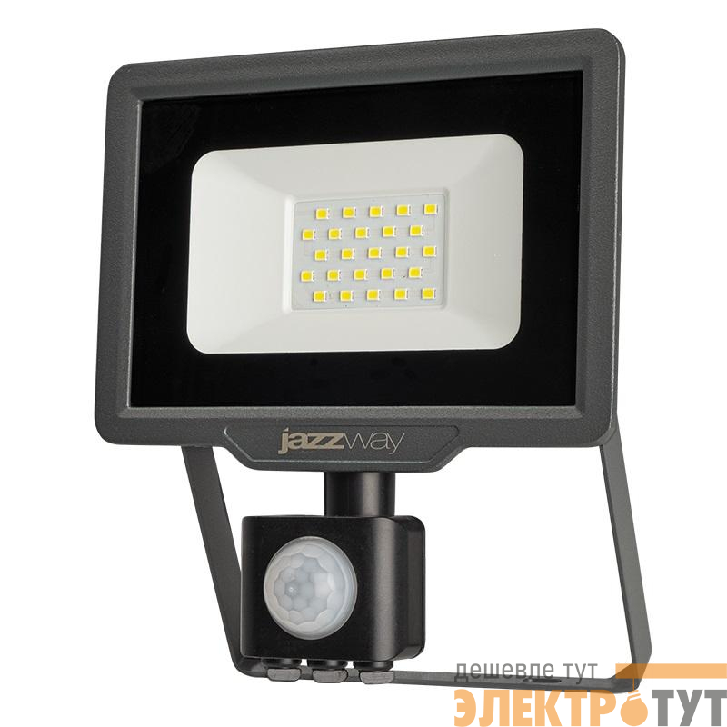 Прожектор светодиодный PFL-C3 SENSOR 20Вт 6500К IP65 ДО закален. прозр. стекло датчик движения инфракрасный Pro JazzWay 5026926A