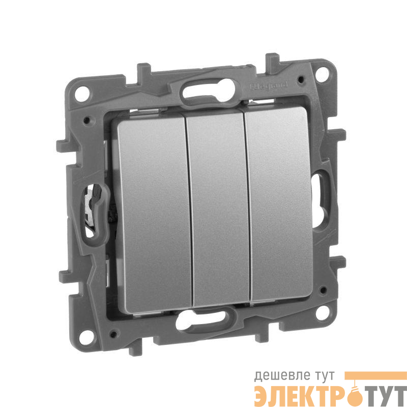 Выключатель 3-кл. СП Etika 10А IP20 250В 10AX винтов. зажимы механизм алюм. IEK 672443