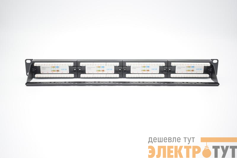 Патч-панель 19дюйм 1U кат.5E неэкранир. 24 порта RJ-45 Dual IDC с задн. кабельным организатором TOKOV ELECTRIC TKE-PP-5E-1U-24P-UTP-CO