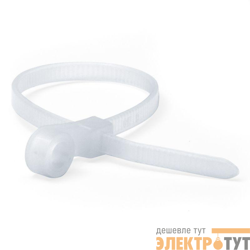 Хомут кабельный 4.8х200 полиамид бел. с монтаж. отв. (уп.100шт) DKC 252200SR-S