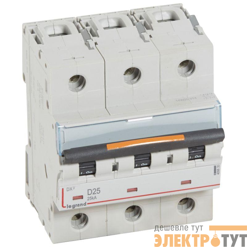 Выключатель автоматический модульный 3п D 25А 25кА DX3 4.5мод. 400В Leg 409835