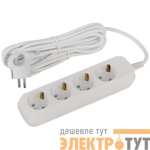 Удлинитель 4х5м с заземл. 10А IP20 GREEN LINE UDL-10-450-E ПВС 3х0.75 Эра Б0065060