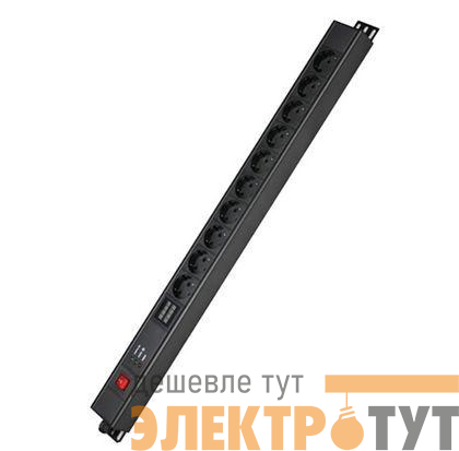 Блок распределения питания 10-м 16А Schuko вх. разъем Schuko для 19дюйм шкафов вертикал. с выкл. защита от перенапряж. с индикатором сети DKC R5VSH10SWOPAM