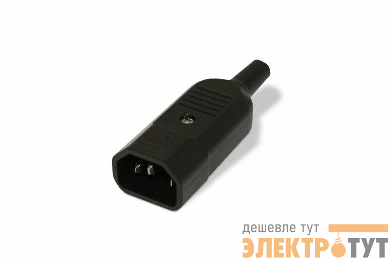 Разъем CON-IEC320C14 IEC 60320 C14 220В 10А на кабель (плоские выступающие штыревые контакты в пласт. обрамлении) Hyperline 47998