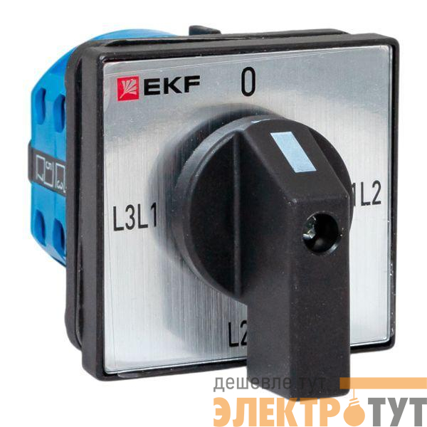 Переключатель кулачковый ПК-1-73 3п 10А для вольтметра (линейное напряжение) IP65 EKF pk-1-73-10-65