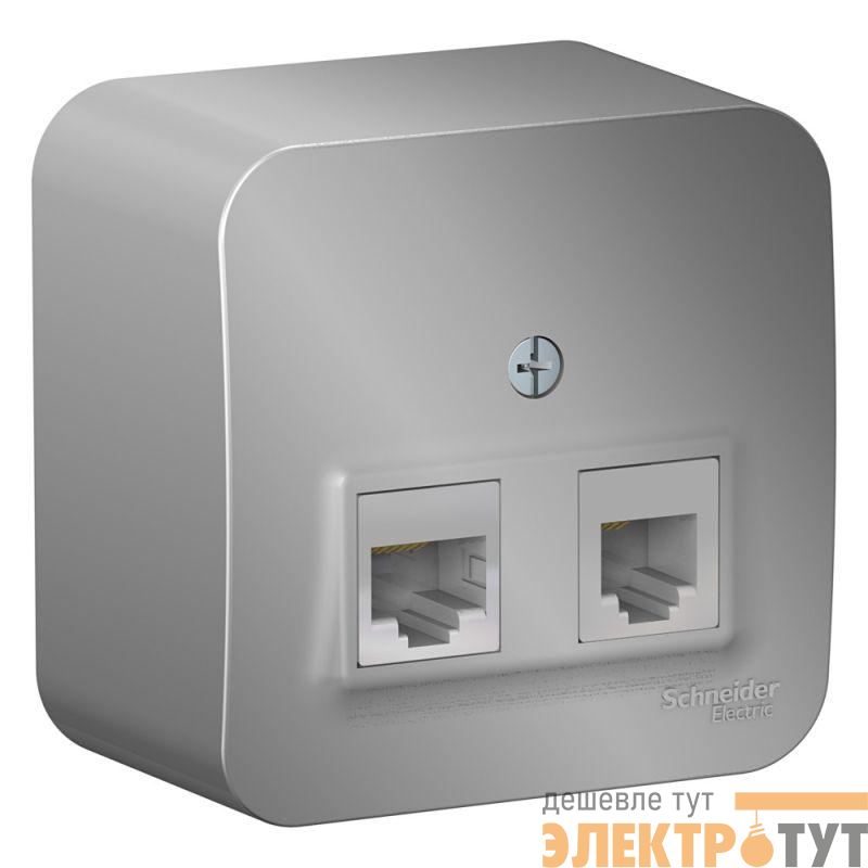 Розетка компьютерная + телефонная 2-м ОП Blanca RJ45 кат.5E + RJ11 с изолир. пластиной алюм. SE BLNIA045113