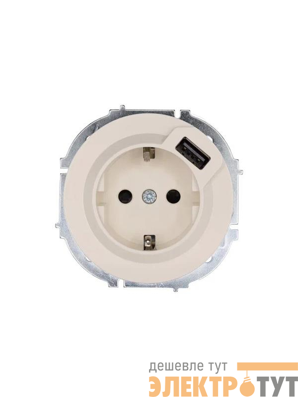 Розетка 1-м СП OSEN с заземл. + USB разъем механизм сл. кость LEZARD 743-9088-181