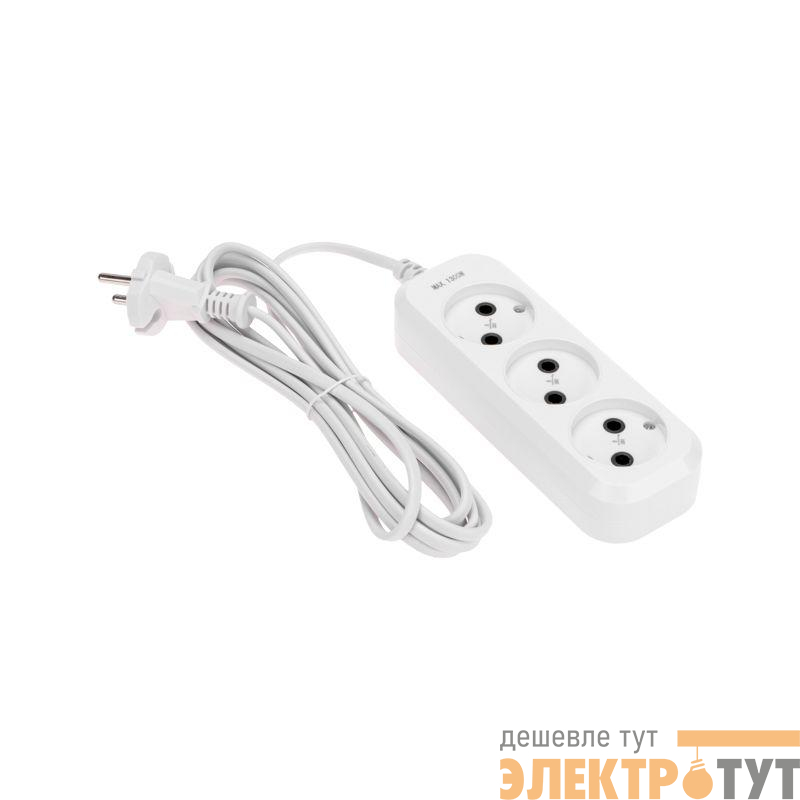Удлинитель 3х3м без заземл. 2х0.75 бел. PROCONNECT 13-4206