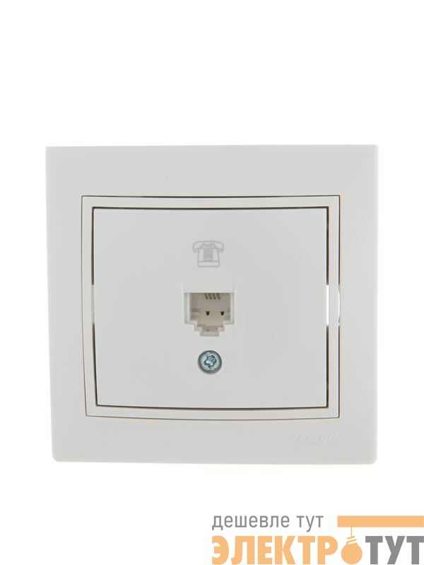 Розетка телефонная 1-м СП Mira RJ11 бел./бел. LEZARD 701-0202-137