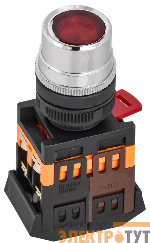 Кнопка ABLF-22 d22мм 1НО+1НЗ 240В неон красн. GENERICA BBT10-ABLF-K04