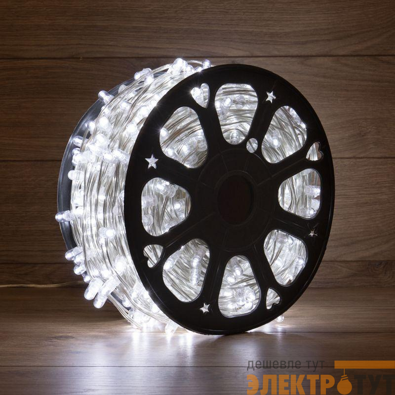 Гирлянда светодиодная "LED ClipLight" шаг 15см 665LED бел. 80Вт 12В IP65 эффект мерцания flashing бел.; провод ПВХ прозр. (уп.100м) Neon-Night 325-165